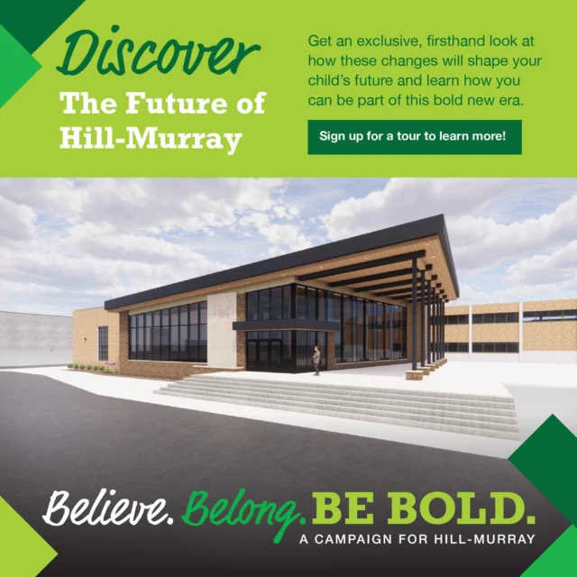 Exciting updates are on the way at Hill-Murray! ✨  Grade-level families are invited to get a sneak peek at what’s ahead during our special tours.
See the vision, feel the momentum, and discover how these changes will impact your child’s journey.  📲 Reserve your spot today – link in bio! #BelieveBelongBeBold #HMProud